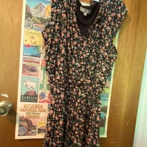 Loft Plus Cap-Sleeve Flowery Cotton Dress 18